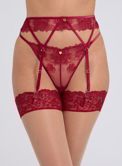 Demi embroidered suspender belt