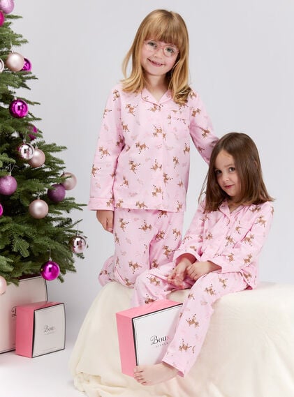 Kids' deer print pyjamas in a bag
