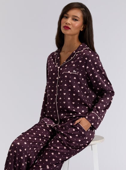 Satin heart top and pant pyjama set